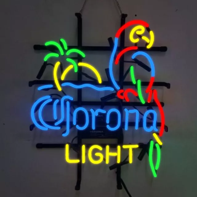 Corona Light Parrot Neon Sign 24"x20"  Beer Bar Pub Wall Decor Artwork Lamp