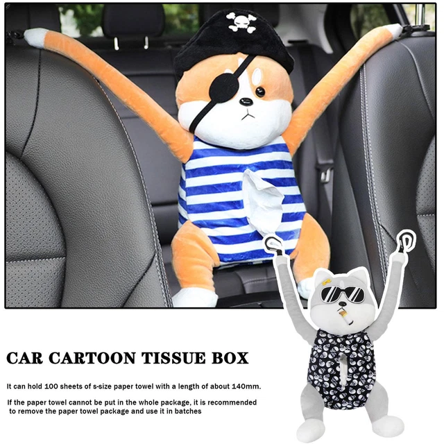 Caja de tela cubierta de servilleta colgante soporte de dibujos animados decoración perro/coche papel animal W9Y0#