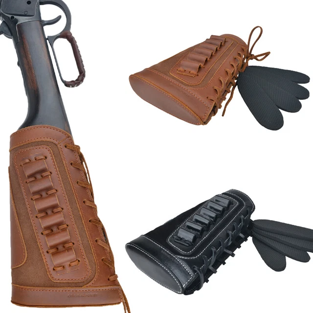 LEATHER RIFLE BUTTSTOCK Cover Shotgun Stock Protector For .308 .357