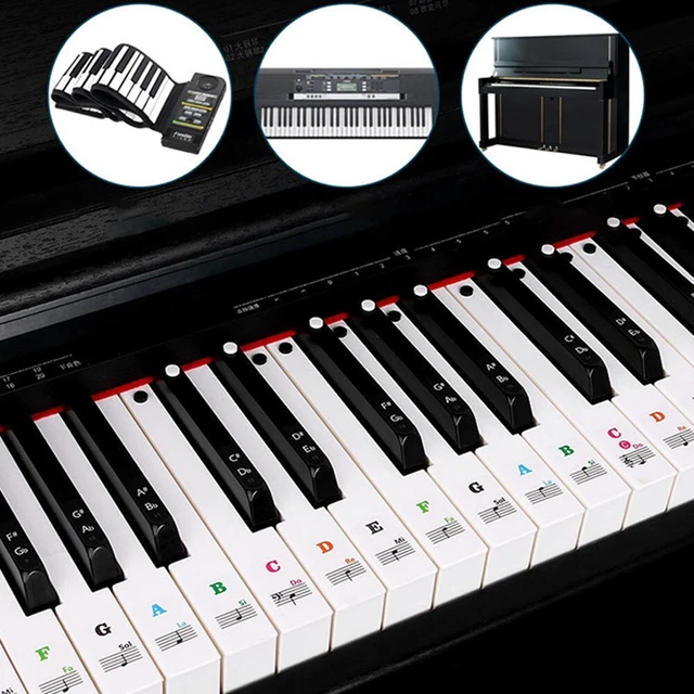 PVC Piano Keyboard Decal Set for Beginners and Kids 88/61/54/49/37 Keys
