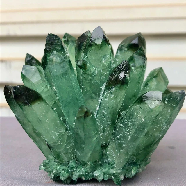 397g  New Find Green Phantom Quartz Crystal Cluster Mineral Specimen Healing