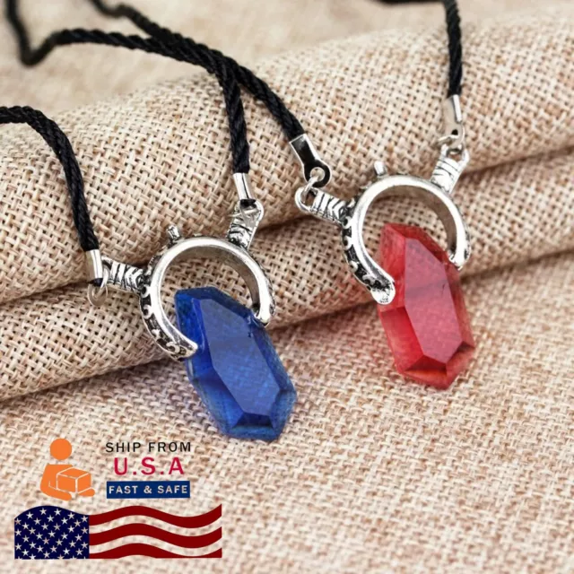 New Trendy Dmc Devil Maycry 5 Dante Pendant Necklace Red Blue Gem Cosplay Neckla