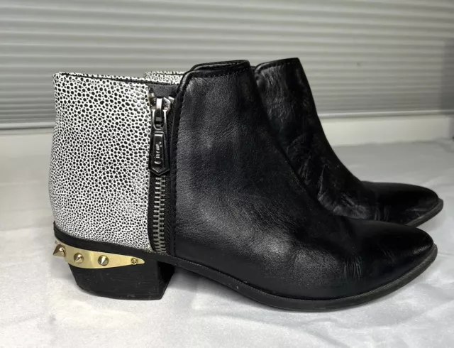 Circus by Sam Edelman Holt Ankle Boots Women’s Size 5.5M Black White Gold Studs