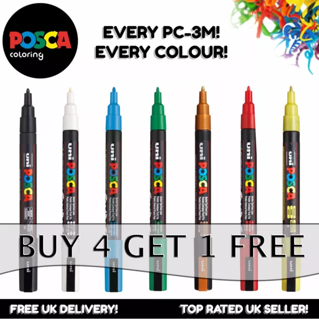 Uni Ball Posca PC-3M Paint Art Marker Pens - All 40 Colours - Buy 4 Pay For 3