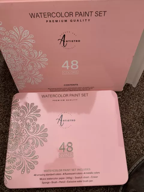 Juego de pintura de acuarela Artistro, 40 estándar, 4 borrosos, 4 metálicos