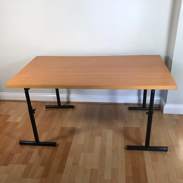 IKEA TRESTLE TABLE Office Desk 80cm x 150cm Adjustable Height Beech Colour £5.00 PicClick UK
