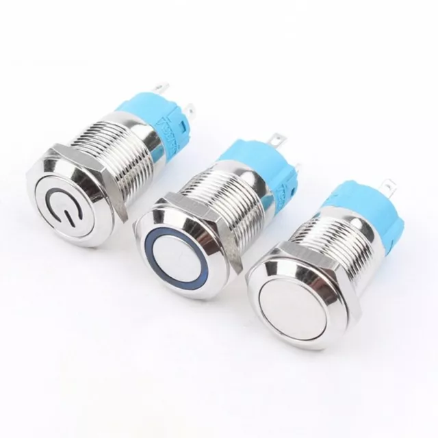 12mm 16mm Push Button Switches Waterproof Illuminated Momentary Latching Led 12V 3