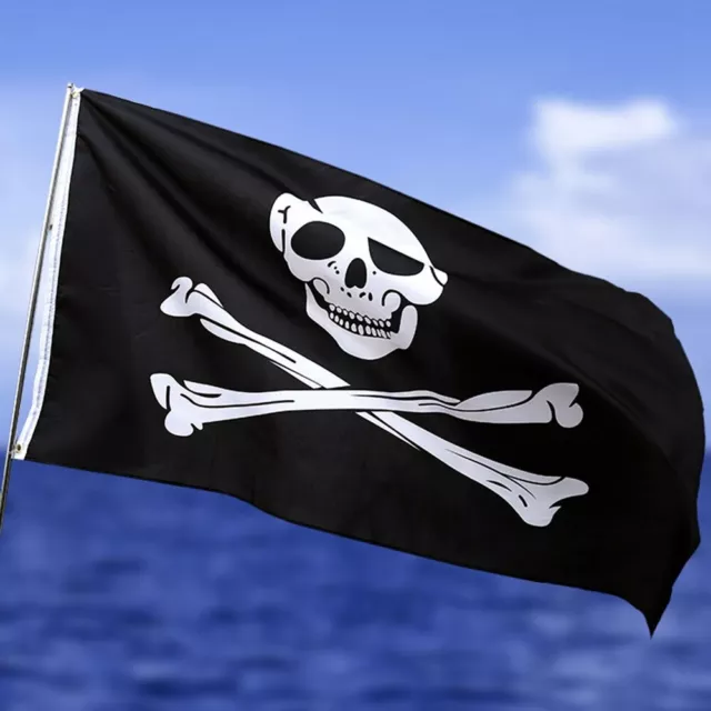 Jolly Roger Eyelets Skull and Crossbones Pirate Flag Party Banner 3x5Ft/90x150cm