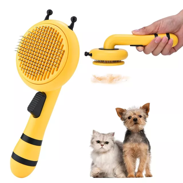 METREE Dog & Cat Slicker Brush, Self Cleaning Grooming Tools Remove Undercoat