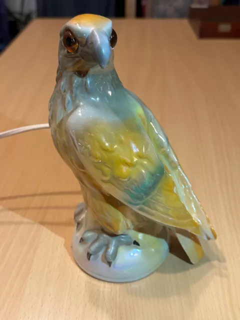 Alter Rauchverzehrer Porzellanfigur Adler Greifvogel Vintage Lampe