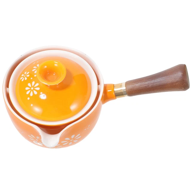 Tetera con mango lateral cerámica 360 grados tetera giratoria para