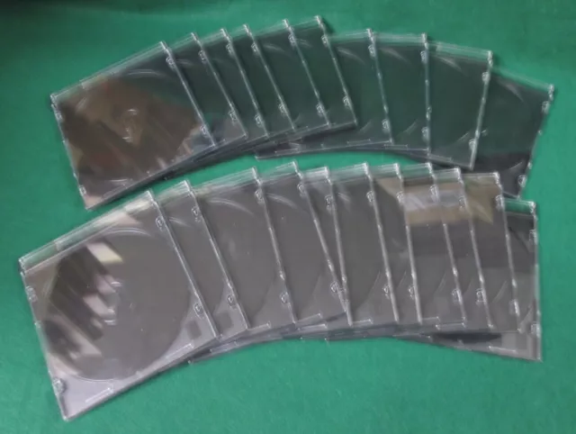 21 Standard Single Jewel Cases for CD/DVD Disc Storage - Black trays - EUC