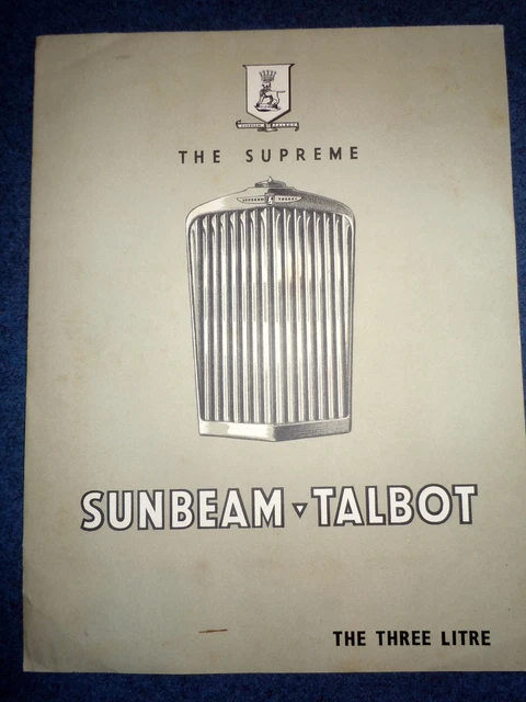 SUPER RARE! 1938 SUNBEAM-TALBOT 3-Litre Brochure/Poster ORIGINAL SUPER RARE! 1938 SUNBEAM-TALBOT 3-Litre Brochure/Poster ORIGINAL