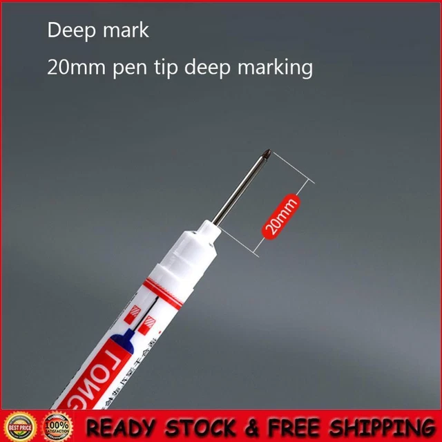 Long Head Marker Woodworking Multi-purpose Deep Hole Marker Pen (Black)