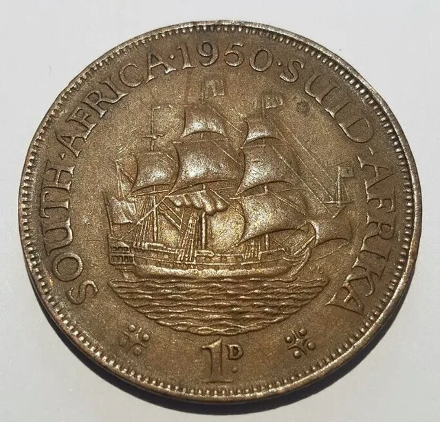 1950 GEORGE VI Suid Afrika South Africa One 1 Penny 1d Coin £2.69 ...