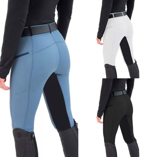 Legging D'équitation Pour Femmes Collant Taille Haute Avec Poche Pantalon #