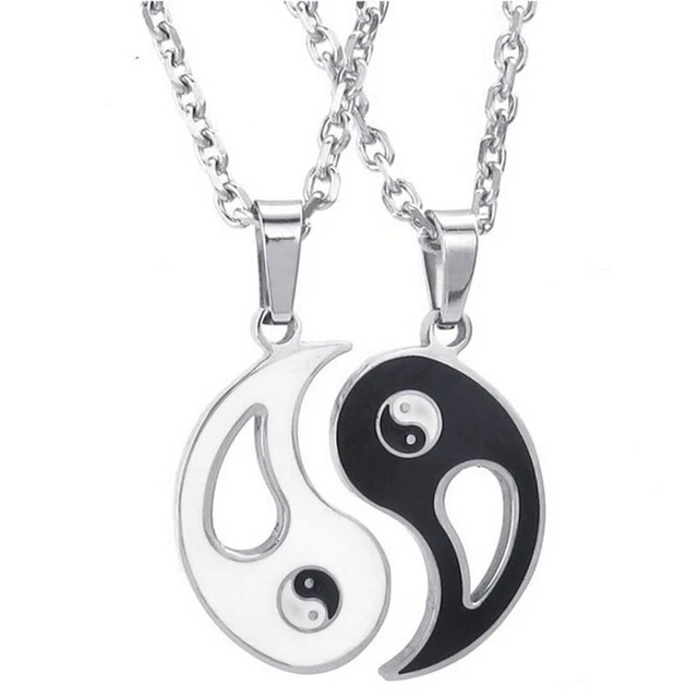 2X Yin Yang Pendant Necklace Chain Couple Friend Friendship Jewelry Gift Best-HV