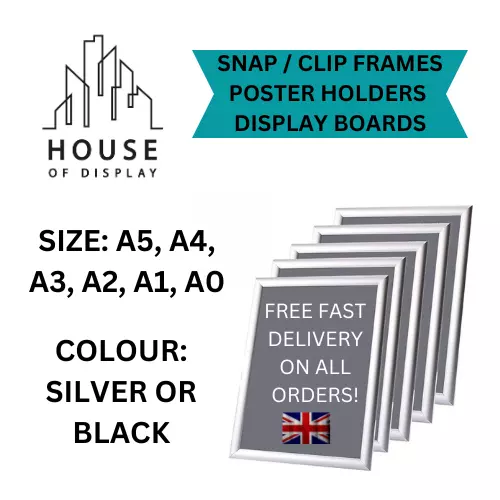 A5 A4 A3 A2 A1 A0 Snap Clip Frames Displays Poster Holders Silver And Black