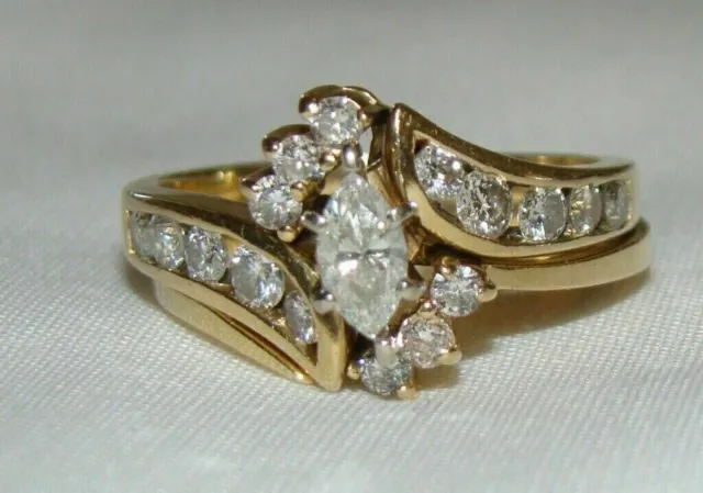 Fede nuziale da sposa con diamante simulato taglio marquise da 2 ct...