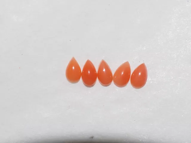 Vintage Natural CORAL cabochon-(s) 3 x 5mm Pear Top SALMON color No treatment 2