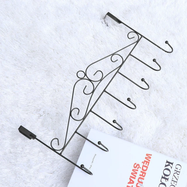 7 Hooks over The Door Coat Rack Hanger Hangers Clothes Towel Bar Wall Mounted