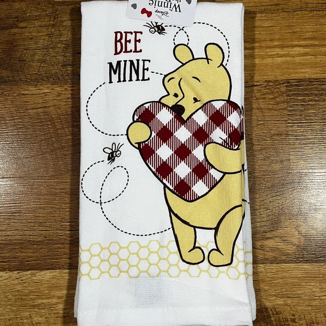 Paquete de 2 toallas de mano de cocina Disney Winnie the Pooh corazón mina de abeja día de San Valentín