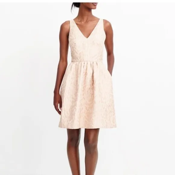 J.CREW Factory NWT $128 Sparkle Jacquard Lined A-Line V-Neck Dress Size 2