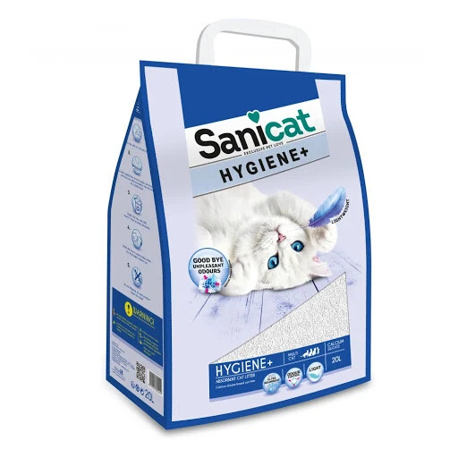 Higiene Sanicat dañada + arena para gatos - 20 litros