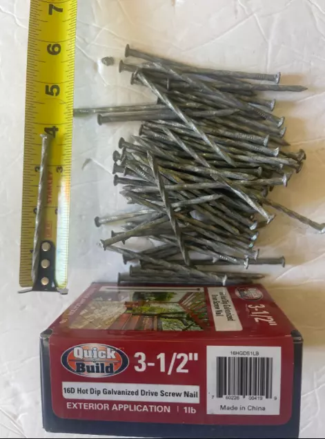 Quick Build 16HGBX1LB Hot Dip Galvanized Box Nails 16d 3-1/2 in