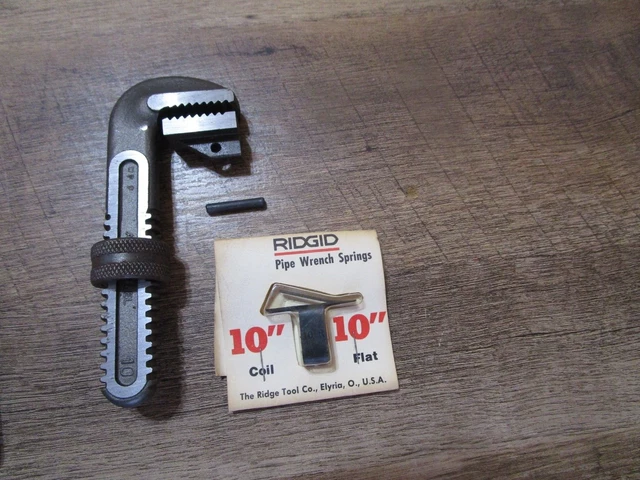 NOS Ridgid 10" Pipe Wrench Rebuild Set Hook Jaw & Nut Heel Jaw Pin Springs USA