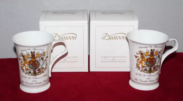 Very Rare Pair Dunoon Mugs Prince Charles & Camilla's Wedding Wrong/Right Date