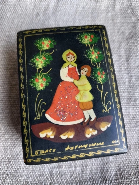 Étui à Lunettes Rigide Palekh - Artisanat Russe, Motif Bouvreuils Sur Neige - Étui Antichoc Doublé Feutre