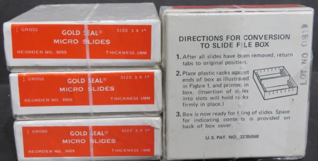 Microscope Slides Gold Seal Four ½ Gross boxes (576) 1" x 3" #3005