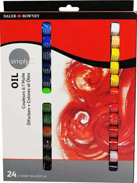 Daler Rowney Simply Oil Paints 12ml Tubes Set of 24 Colours