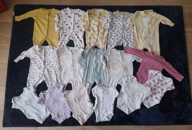 Baby Girls Clothes Bundle  Vests Babygrows sleepsuits 0-3 Months