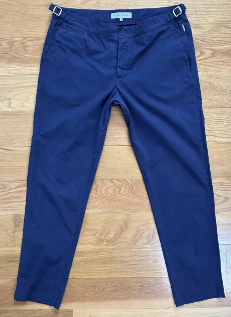 Orlebar Brown chino pants trousers 36 $400 Navy Blue Dark Side Tab Luxury