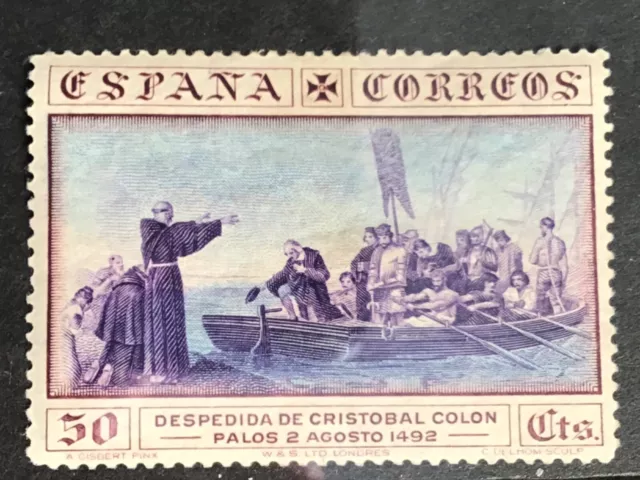 Spain stamp 1930 Columbus issue 50c leaving Palos MH