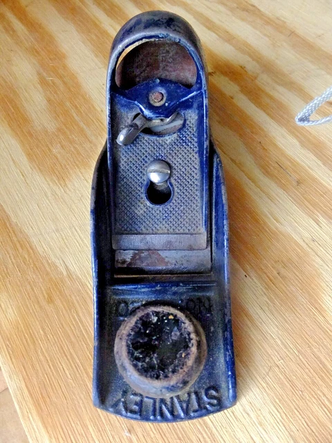 Vtg 7" Stanley No. 220 Adjustable Block Wood Plane - smooth bottom - low angle