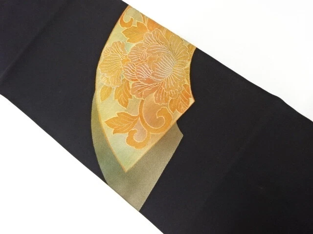 43103# Japanese Kimono / Vintage Nagoya Obi / Woven Peony
