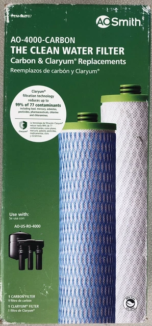 AO Smith The Clean Water Filtro Reemplazos de Carbono y Claryo AO-4000 0032 En Caja