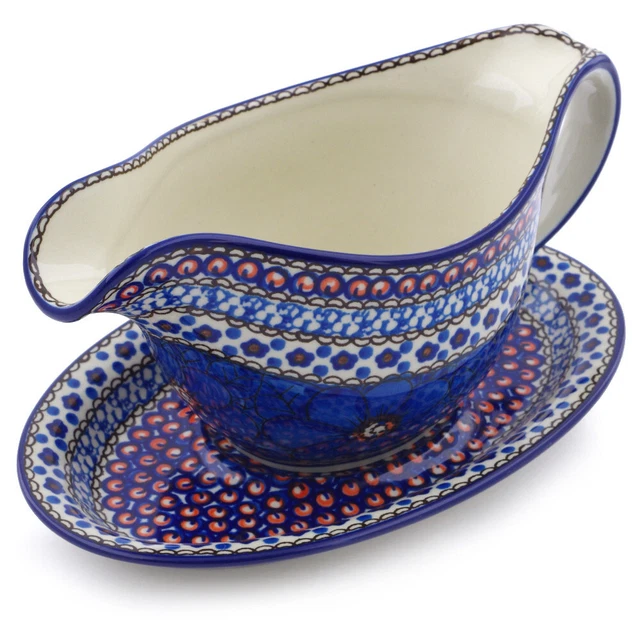 Polish Pottery Gravy Boat with Saucer 20 oz Ceramika Artystyczna UNIKAT