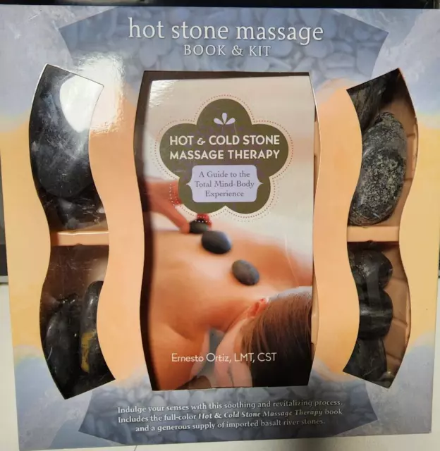 Hot & Cold Stone Massage Therapy Kit Stones and Book by Ernesto Ortiz New Set