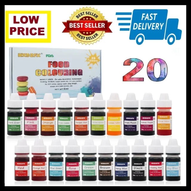 Food Colouring Dye Concentrated Liquid Cake 20 Food Colouring Set for Baking UK
