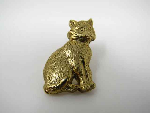 Vintage Collectible Pin: Beautiful Cat Design Nice Quality Gold Tone