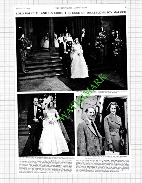 Earl of Dalkeith Miss Jane McNeill Wedding St Giles Edinburgh - 1953 Cutting