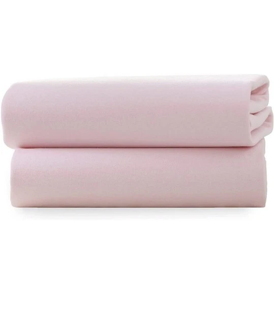 2 x Clair de Lune Kinderbett Baumwolle Jersey rosa Passbettlaken 140 cm x 70 cm uvp £18