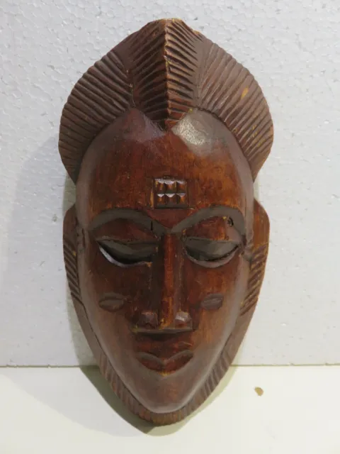 vecchia MASCHERA AFRICANA TRIBALE IN LEGNO intagliato etnica scultura vintage