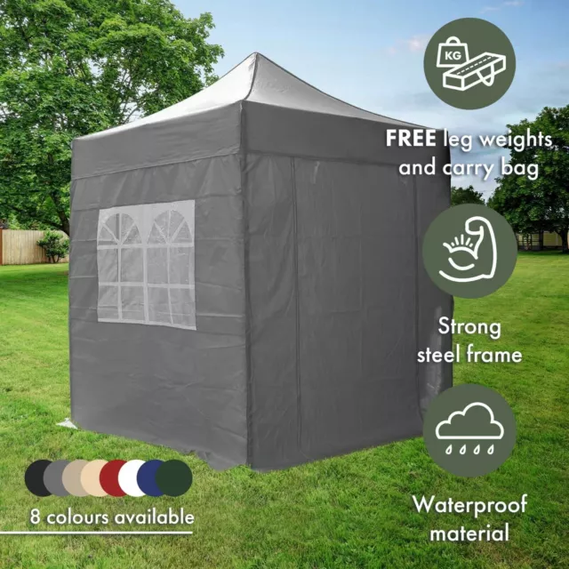 Airwave 2m x 2m Pop Up Gazebo with Sides, Waterproof Outdoor Garden Canopy