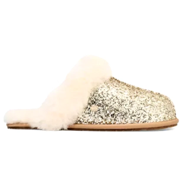 Women's UGG Scuffette II Cosmos Slip On Slippers Gold Sparkle House Shoes Size 7