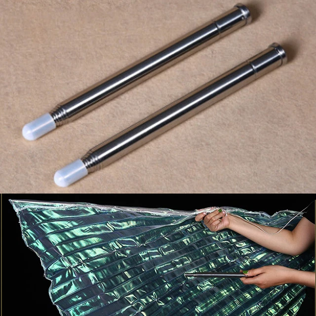 2* Portable ISIS Wings Butterfly Stainless Steel Telescopic Sticks Belly Dance j
